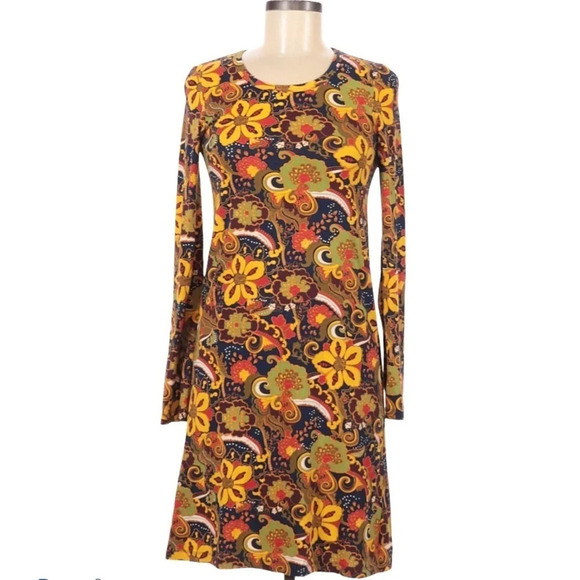 J. Crew Floral Dress Long Sleeve T-Shirt Bodycon S - Picture 1 of 3